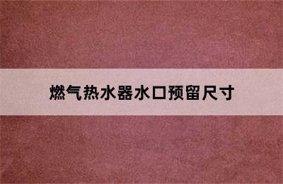 燃气热水器水口预留尺寸