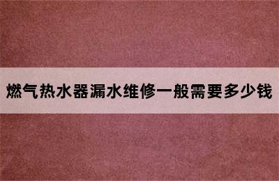 燃气热水器漏水维修一般需要多少钱