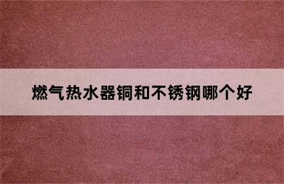 燃气热水器铜和不锈钢哪个好