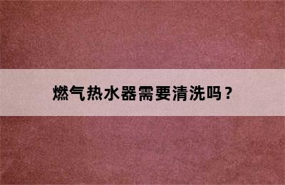 燃气热水器需要清洗吗？