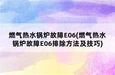 燃气热水锅炉故障E06(燃气热水锅炉故障E06排除方法及技巧)