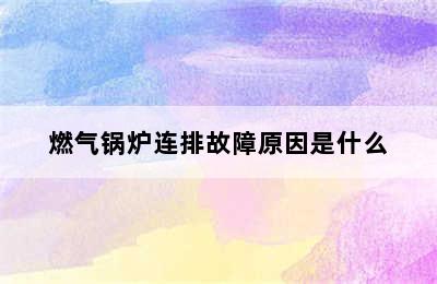 燃气锅炉连排故障原因是什么