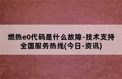 燃热e0代码是什么故障-技术支持全国服务热线(今日-资讯)