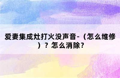 爱妻集成灶打火没声音-（怎么维修）？怎么消除？