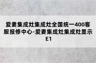 爱妻集成灶集成灶全国统一400客服报修中心-爱妻集成灶集成灶显示E1