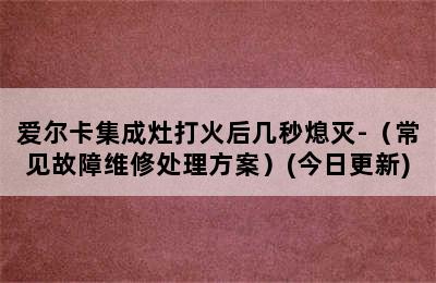 爱尔卡集成灶打火后几秒熄灭-（常见故障维修处理方案）(今日更新)