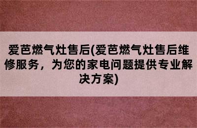 爱芭燃气灶售后(爱芭燃气灶售后维修服务，为您的家电问题提供专业解决方案)