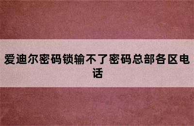 爱迪尔密码锁输不了密码总部各区电话