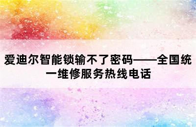 爱迪尔智能锁输不了密码——全国统一维修服务热线电话