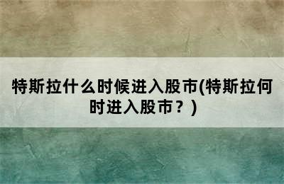 特斯拉什么时候进入股市(特斯拉何时进入股市？)