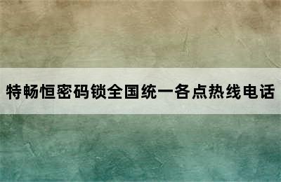 特畅恒密码锁全国统一各点热线电话