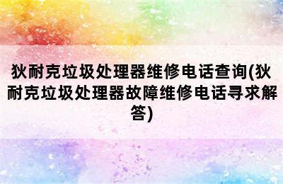 狄耐克垃圾处理器维修电话查询(狄耐克垃圾处理器故障维修电话寻求解答)