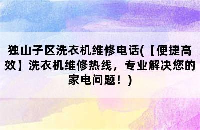 独山子区洗衣机维修电话(【便捷高效】洗衣机维修热线，专业解决您的家电问题！)