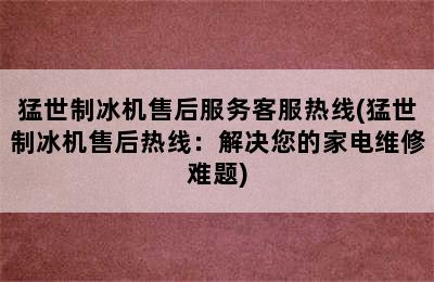 猛世制冰机售后服务客服热线(猛世制冰机售后热线：解决您的家电维修难题)