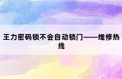 王力密码锁不会自动锁门——维修热线