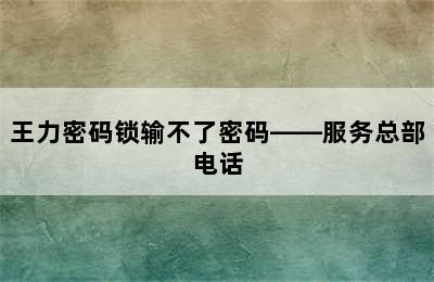 王力密码锁输不了密码——服务总部电话