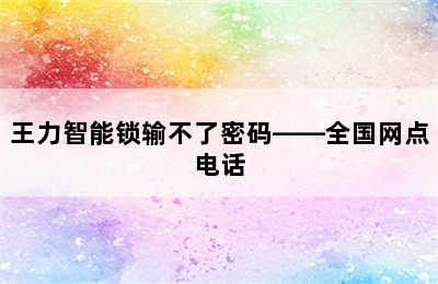 王力智能锁输不了密码——全国网点电话