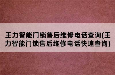 王力智能门锁售后维修电话查询(王力智能门锁售后维修电话快速查询)