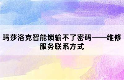 玛莎洛克智能锁输不了密码——维修服务联系方式