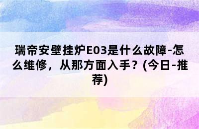 瑞帝安壁挂炉E03是什么故障-怎么维修，从那方面入手？(今日-推荐)