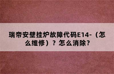 瑞帝安壁挂炉故障代码E14-（怎么维修）？怎么消除？