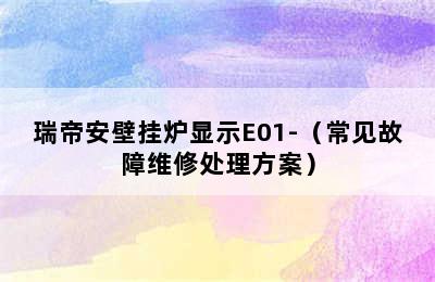 瑞帝安壁挂炉显示E01-（常见故障维修处理方案）