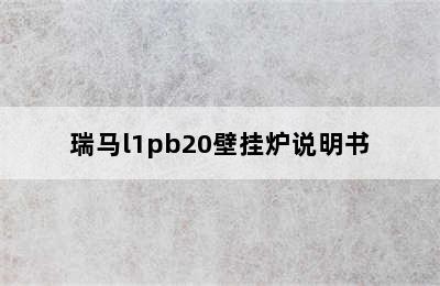 瑞马l1pb20壁挂炉说明书