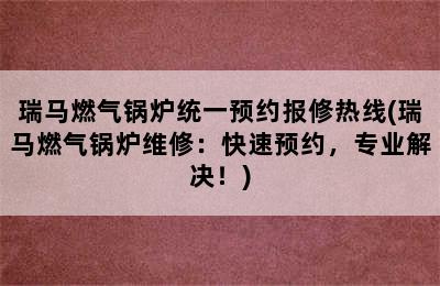 瑞马燃气锅炉统一预约报修热线(瑞马燃气锅炉维修：快速预约，专业解决！)