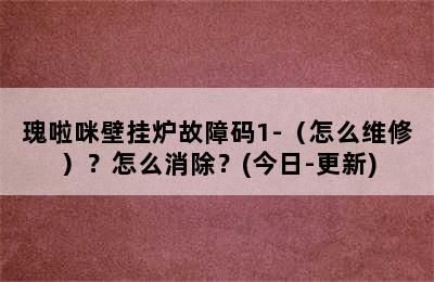 瑰啦咪壁挂炉故障码1-（怎么维修）？怎么消除？(今日-更新)