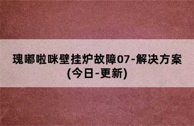 瑰嘟啦咪壁挂炉故障07-解决方案(今日-更新)