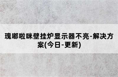 瑰嘟啦咪壁挂炉显示器不亮-解决方案(今日-更新)