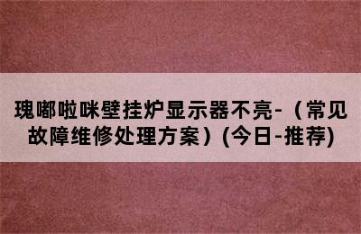 瑰嘟啦咪壁挂炉显示器不亮-（常见故障维修处理方案）(今日-推荐)