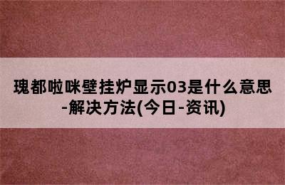 瑰都啦咪壁挂炉显示03是什么意思-解决方法(今日-资讯)