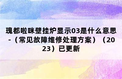 瑰都啦咪壁挂炉显示03是什么意思-（常见故障维修处理方案）（2023）已更新