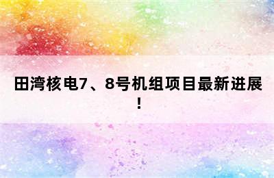 田湾核电7、8号机组项目最新进展！