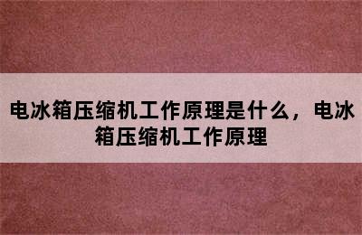 电冰箱压缩机工作原理是什么，电冰箱压缩机工作原理