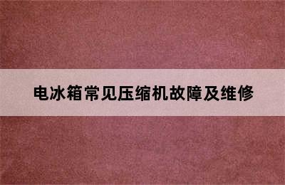 电冰箱常见压缩机故障及维修