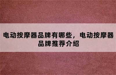 电动按摩器品牌有哪些，电动按摩器品牌推荐介绍