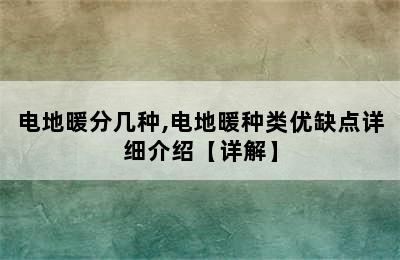 电地暖分几种,电地暖种类优缺点详细介绍【详解】