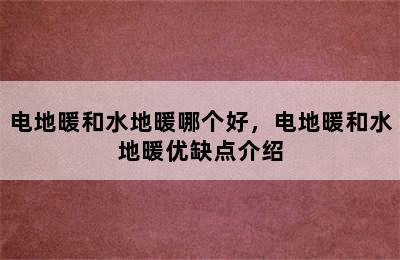 电地暖和水地暖哪个好，电地暖和水地暖优缺点介绍