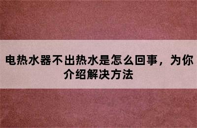 电热水器不出热水是怎么回事，为你介绍解决方法