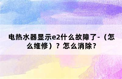 电热水器显示e2什么故障了-（怎么维修）？怎么消除？