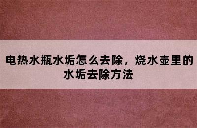 电热水瓶水垢怎么去除，烧水壶里的水垢去除方法