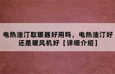 电热油汀取暖器好用吗，电热油汀好还是暖风机好【详细介绍】