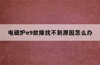 电磁炉e9故障找不到原因怎么办