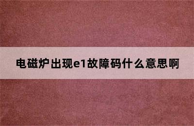 电磁炉出现e1故障码什么意思啊