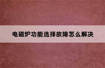 电磁炉功能选择故障怎么解决