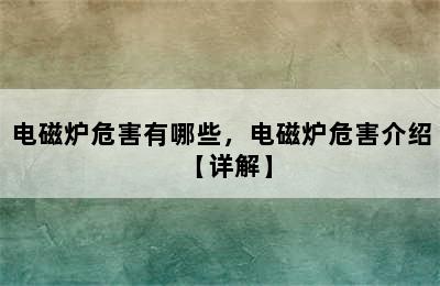 电磁炉危害有哪些，电磁炉危害介绍【详解】