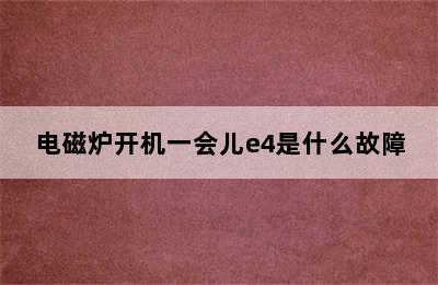 电磁炉开机一会儿e4是什么故障