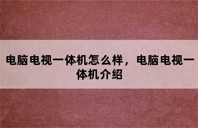 电脑电视一体机怎么样，电脑电视一体机介绍